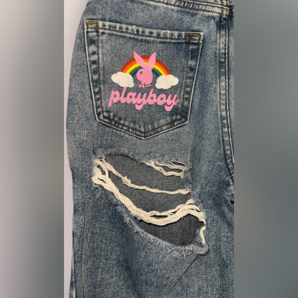 Playboy PacSun Ripped High Waist Baggy Jeans